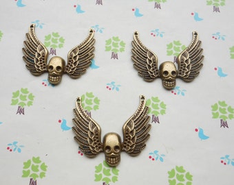 20 pcs of 45x50mm Antique Bronze Skull with wings connector Pendants Charms,