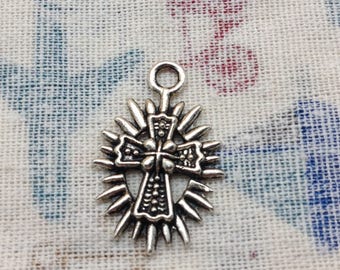 10 pcs Antique Silver Cross Charms 21mmx32mm