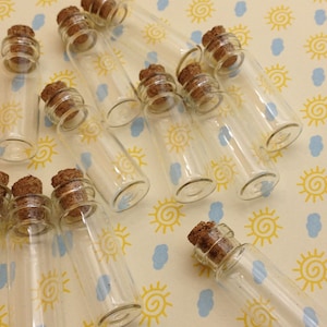 20 Mini glass bottles with corks 12x30mm