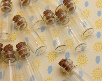 20 mini bottiglie di vetro con tappi di sughero 12x30mm