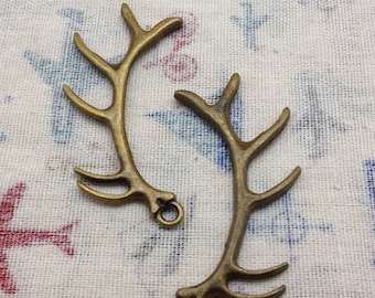 20 pcs Antique bronze antlers charm deer horn pendant charm 65mmx30mm santa elk horn