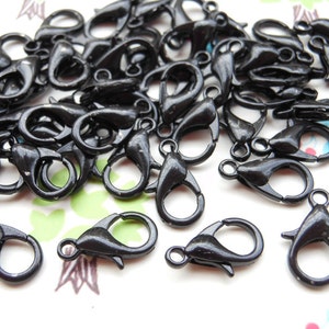 100pcs Plated black lobster Clasps 12mmx6mm