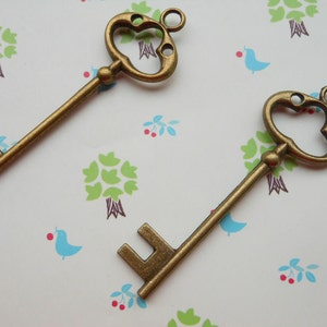 SALE--10 PCS 80x25mm Key Charm Pendant --Antique Bronze