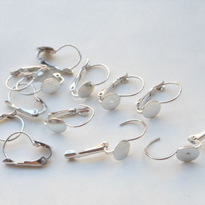 50 Pcs Silver Earring ear hook 8mm pad NICKEL FREE-21mm