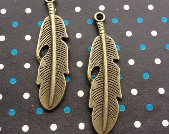 20 pcs 13x50mm of Antique Bronze wing Charms feather Charms