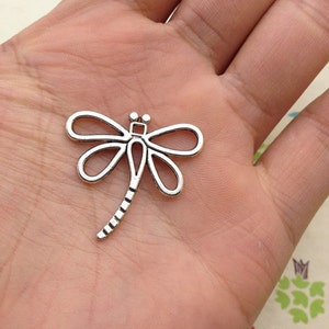 20 PCS 28x30mm Antique Silver Lovely dragonfly Charm Pendant