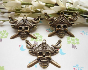 20pcs 33x45mm Antique bronze Pirates Pendant Charm