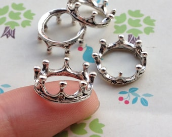 20 piezas de la antigua Corona de plata anillo encantos 6x17mm