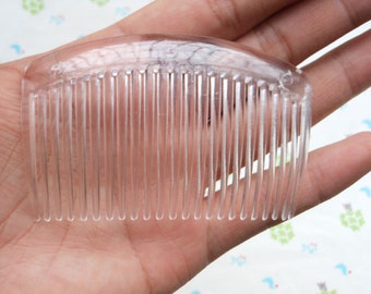 100Pcs 50mmx90mm (23teeth) transparent plastic Hair Combs DIY Jewelry findings