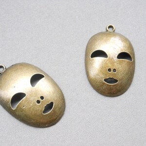 20pcs 25x40mm mask Charm Pendant --Antique Bronze,tibetan style mask pendant, Tone Full Face Design