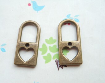 50st 25x12mm antieke bronzen hart lock vintage hanger hangertje voor sieraden