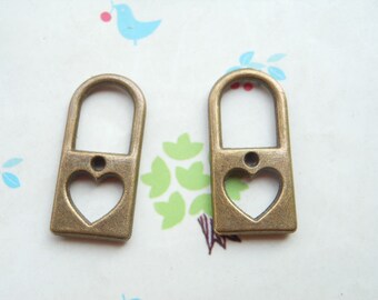 50pcs 25x12mm antique bronze heart lock vintage Pendant Charm For Jewelry Pendant