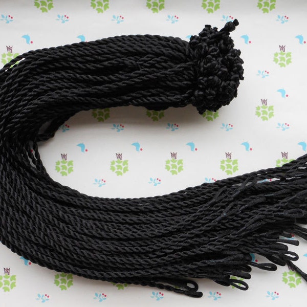 100 pcs 18-20 inch 3mm black  twist silk necklace cord with a loop and knot