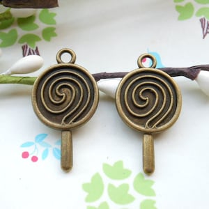 50pcs 14x22mm lecca-lecca bronzo antico fascino, fascino di lecca lecca, fascino di lollypop