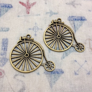 6 PCS 50x45mm Antique Bronze Bicycle Charm Pendant ,Penny-Farthing charm