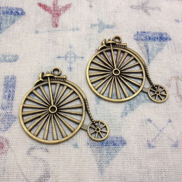 6 PCS 50x45mm Antique Bronze Bicycle Charm Pendant ,Penny-Farthing charm