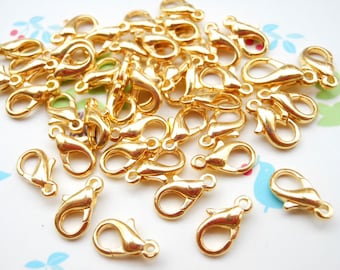 Sale-- 200pcs Gold Plated Iron Lobster Claw Clasp Lobster Clasp 10mmX5mm