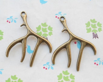 20 pcs Antique Bronze antlers charm deer horn pendant charm 52mmx40mm santa elk horn