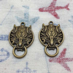 10 pcs 27x40mm of Antique Bronze wolf head Charms,wolf head connector,wolf head pendant image 1