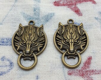10 pcs 27x40mm de loup de Bronze Antique tête de charmes, connecteur tête de loup, pendentif tête de loup