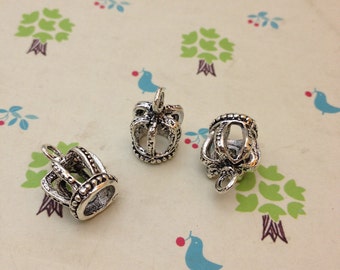 10 piezas de plata antigua Corona anillo encantos 3D 10mmx18mm