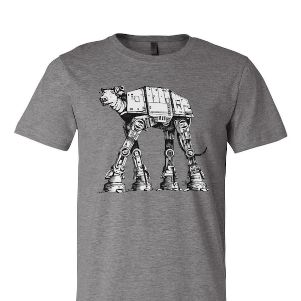 Sighthound AT-AT Walker Unisex Gray T-shirt- Collab with Anubis the Greyt (Shirts for Greyhound Lovers, Sighthounds, Star Wars)