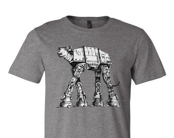 Sighthound AT-AT Walker Unisex Gray T-shirt- Collab with Anubis the Greyt (Shirts for Greyhound Lovers, Sighthounds, Star Wars)