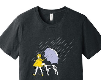 The Salty Umbrella Greyhound - Graues Unisex T-Shirt (Shirts für Greyhound-Liebhaber; Windhunde, Borzois, Galgos, Whippets)