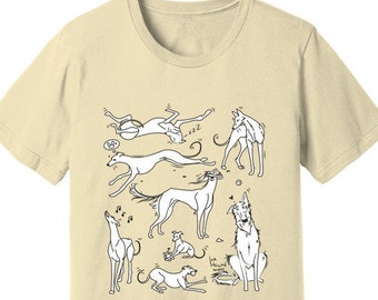 Ink hound Arts Collaboration Unisex Heather Natural T-Shirt (For Greyhound Lovers; Sighthounds, Borzois, Galgos, Lurchers, Iggies)