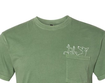 Ink hound Arts Collaboration Unisex Pocket t-shirt (For Greyhound Lovers; Sighthounds, Borzois, Galgos, Lurchers, Iggies)