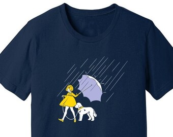 Doodle Shirt - Salty Umbrella Unisex t-shirt - Navy, gray, black (Gift for Doodle Lovers; Goldendoodle; Labradoodle )