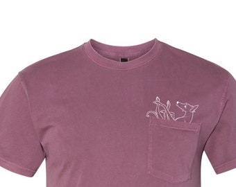 Ink hound Arts Collaboration Unisex Pocket t-shirt (For Greyhound Lovers; Sighthounds, Borzois, Galgos, Lurchers, Iggies)