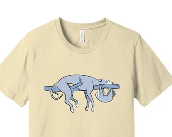 Sloth, the Hound - Unisex Natural T-shirt (Shirts for Greyhound Lovers, Sighthounds, Galgos, Whippets, Sloth, )