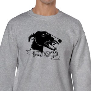 Fast As Hell Unisex Heavy Blend Crewneck Sweatshirt (Shirts voor Greyhound Lovers; Sighthounds, Galgos, Borzois, Salukis, Whippets, Iggies)