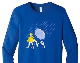 The Salty Umbrella Greyhound- Unisex Langarm Shirt - RoyalBlau (Shirts für Windhundliebhaber; Windhunde, Borzois, Galgos, Whippets)