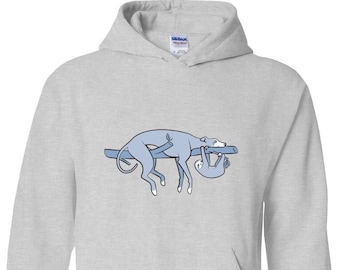 Sloth, the Hound - Unisex Hoodie Sweatshirt - Multiple Colors (Shirts for Greyhound Lovers, Sighthounds, Galgos, Whippets, Sloth)