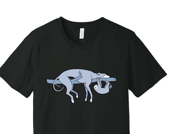 Faultier, der Hund - Unisex Vintage Schwarzes T-Shirt (Shirts für Windhundliebhaber, Windhunde, Galgos, Whippets, Faultier, )