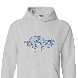 Sloth, the Hound Unisex Hoodie Sweatshirt Multiple Colors Shirts for Greyhound Lovers, Sighthounds, Galgos, Whippets, Sloth image 1