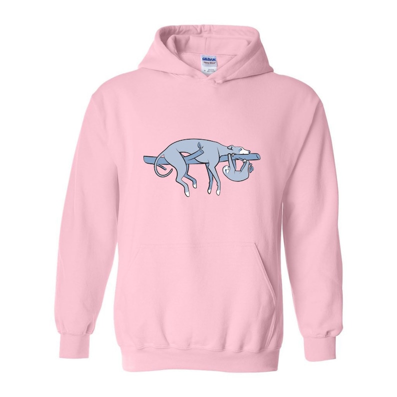 Sloth, the Hound Unisex Hoodie Sweatshirt Multiple Colors Shirts for Greyhound Lovers, Sighthounds, Galgos, Whippets, Sloth image 5
