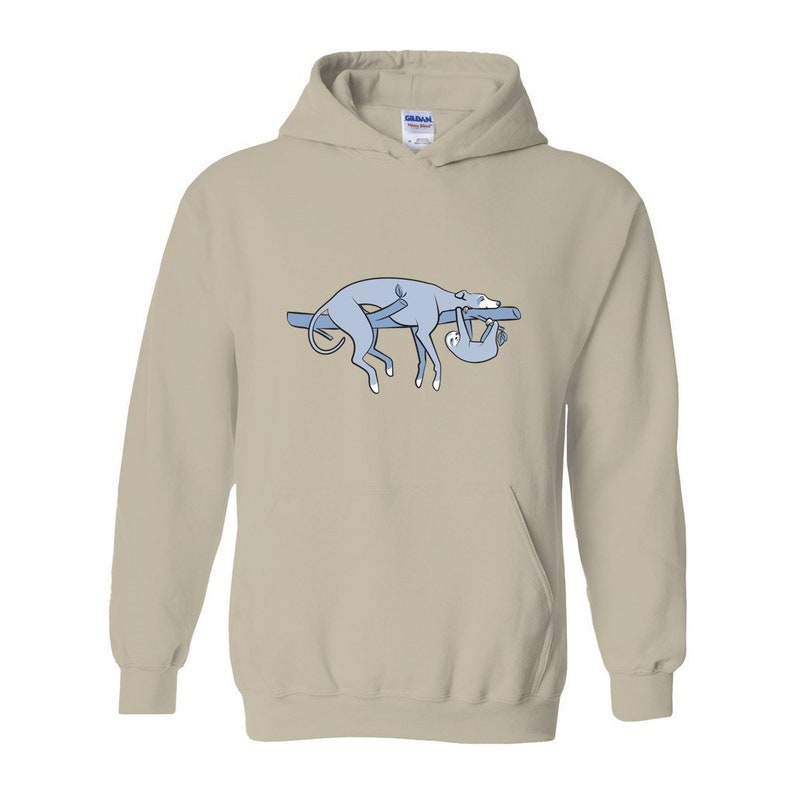 Sloth, the Hound Unisex Hoodie Sweatshirt Multiple Colors Shirts for Greyhound Lovers, Sighthounds, Galgos, Whippets, Sloth image 7