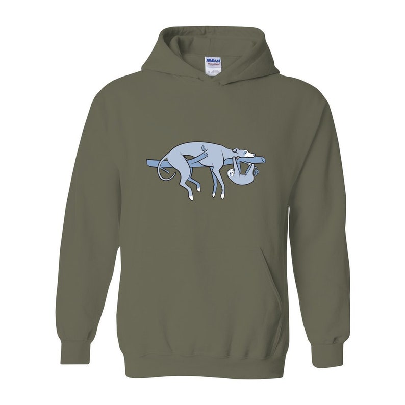 Sloth, the Hound Unisex Hoodie Sweatshirt Multiple Colors Shirts for Greyhound Lovers, Sighthounds, Galgos, Whippets, Sloth image 6