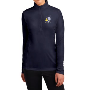 The Salty Umbrella Hound Ladies 1/4 Sport Zip Pullover Navy Greyhound Lovers Sighthounds, Borzois, Galgos, Whippets, Iggies image 2