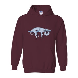 Sloth, the Hound Unisex Hoodie Sweatshirt Multiple Colors Shirts for Greyhound Lovers, Sighthounds, Galgos, Whippets, Sloth image 4