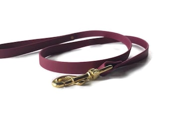 Wine & Gold Biothane Dog Leash (Weatherproof dog leash, waterproof dog leash, fashion leash, sighthound leash)