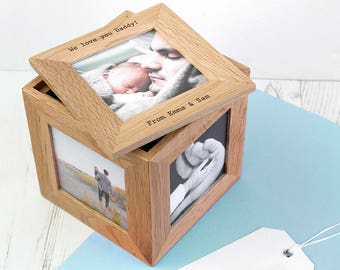 Personalised Oak Photo Cube Keepsake Box - Wedding Gift- Father's Day - Christening Gift - Romantic Gift - Housewarming -FREE UK DELIVERY!