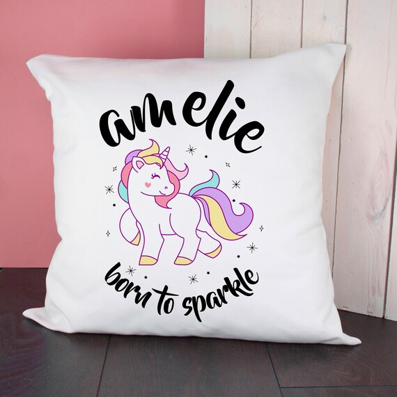 Personalised Unicorn Born To Sparkle Cushion Cover Pillow Etsy