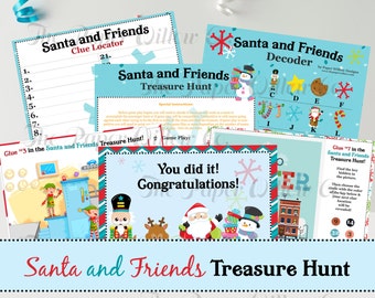 Santa and Friends Treasure Hunt-Printable-Instant download-Holiday Party Games-Puzzle-Games-Activities-Hunts-Party Games