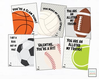 Sports Valentine Cards-Althletes-DIY Printable-Holiday Card-INSTANT DOWNLOAD-Holidays-Valentine