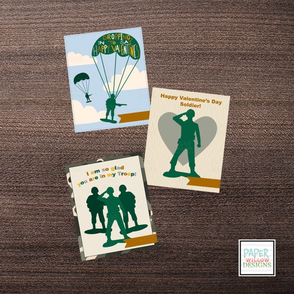 Little Green Military Men-Army-Valentine Cards-DIY Printable-Holiday Card-INSTANT DOWNLOAD-Holidays-Valentine