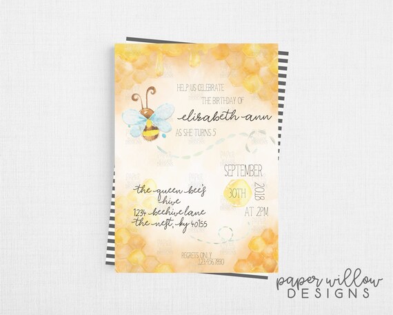 Bumble Bee Birthday-Invitation-Printable-Edit via Corjl-Template ...